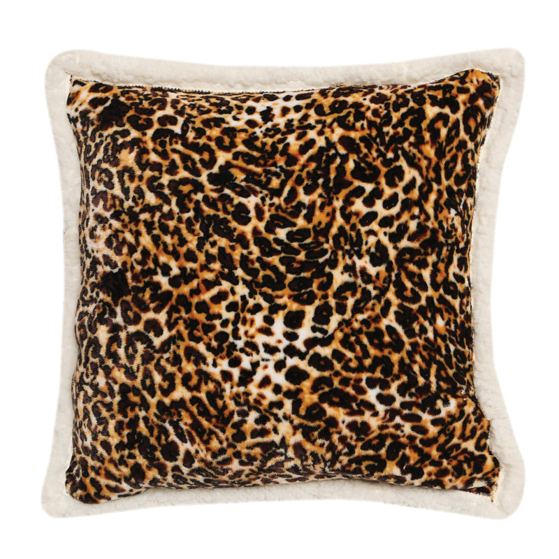 Leopard Print Sherpa Throw Pillow