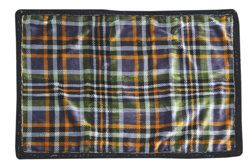 Grey Plaid Black Sherpa Dog Blanket