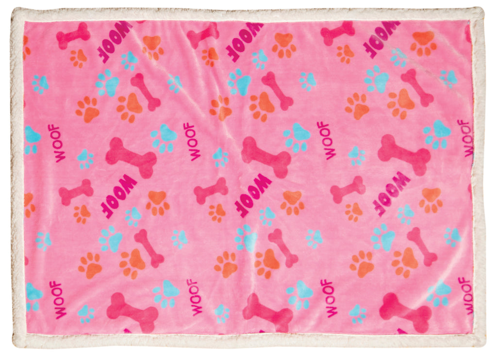 Pink Woof Dog Blanket