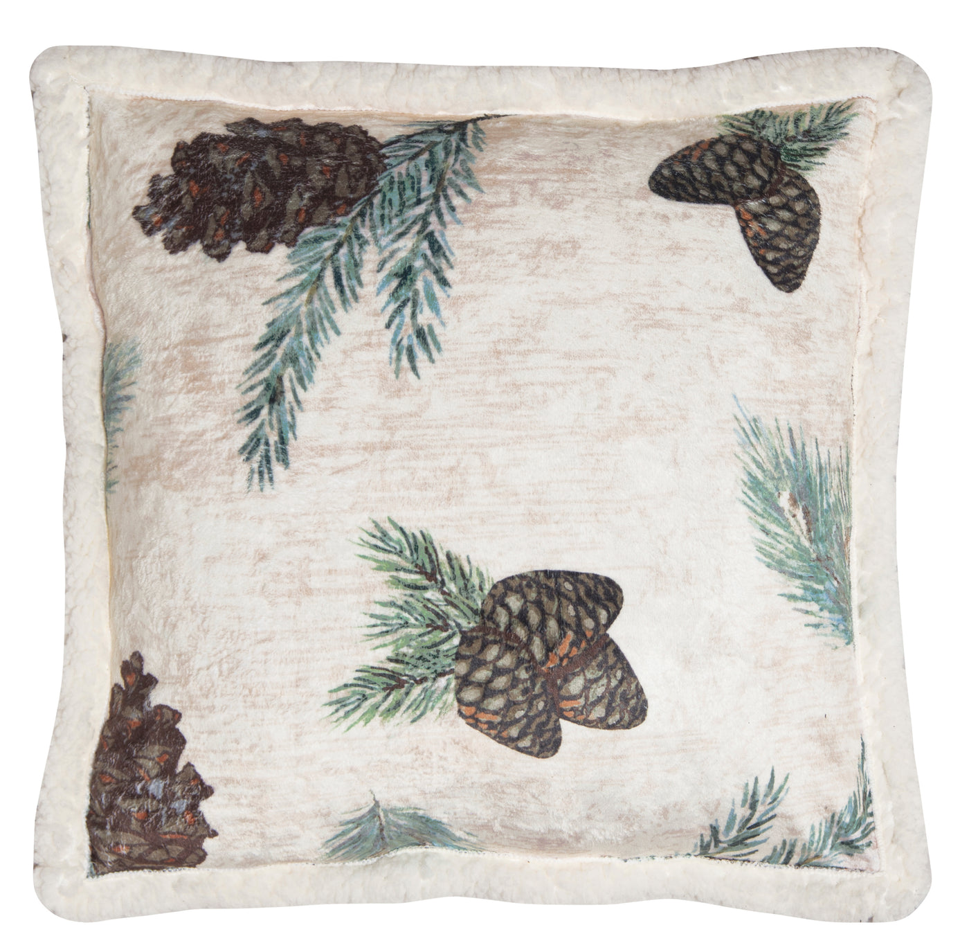 Pinecone Rustic Cabin Sherpa Throw Pillow – Rustics for Less