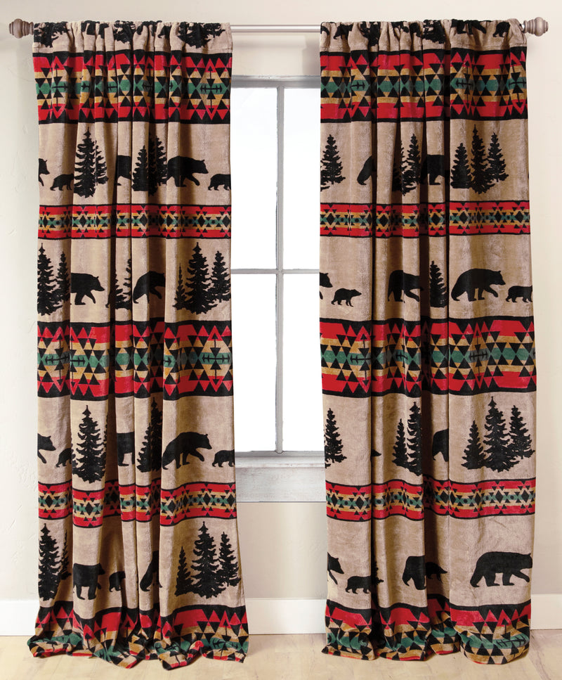 Bear Trails Rustic Cabin Curtain Panels Set