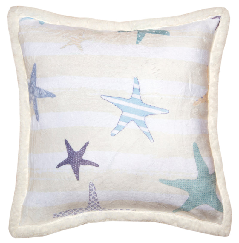 Starfish Coastal Plush Sherpa Throw Pillow