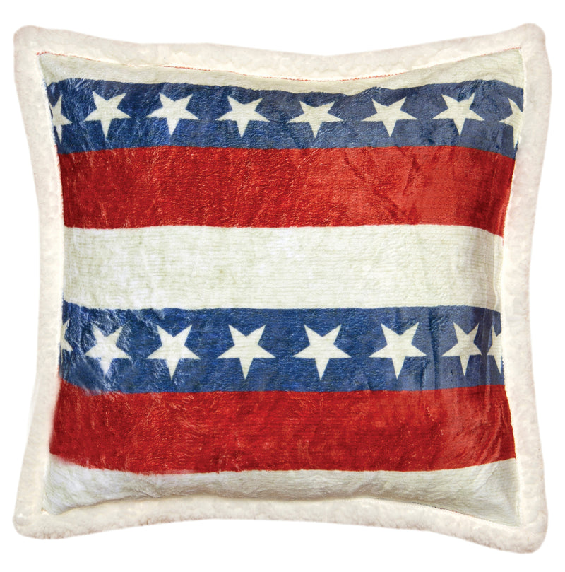 Americana American Flag Plush Sherpa Throw Pillow