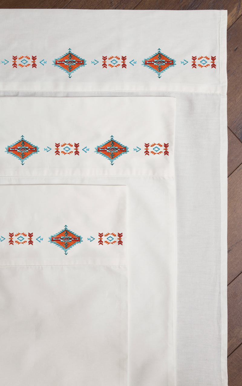Embroidered Taos Southwestern Sheet Set 100% Cotton