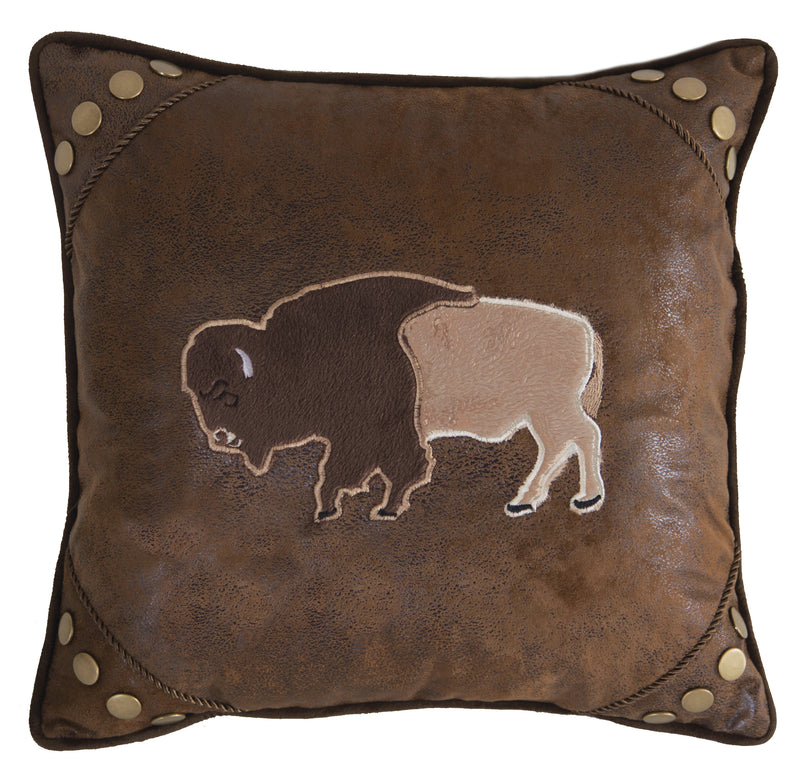 Wrangler Faux Leather Buffalo Throw Pillow