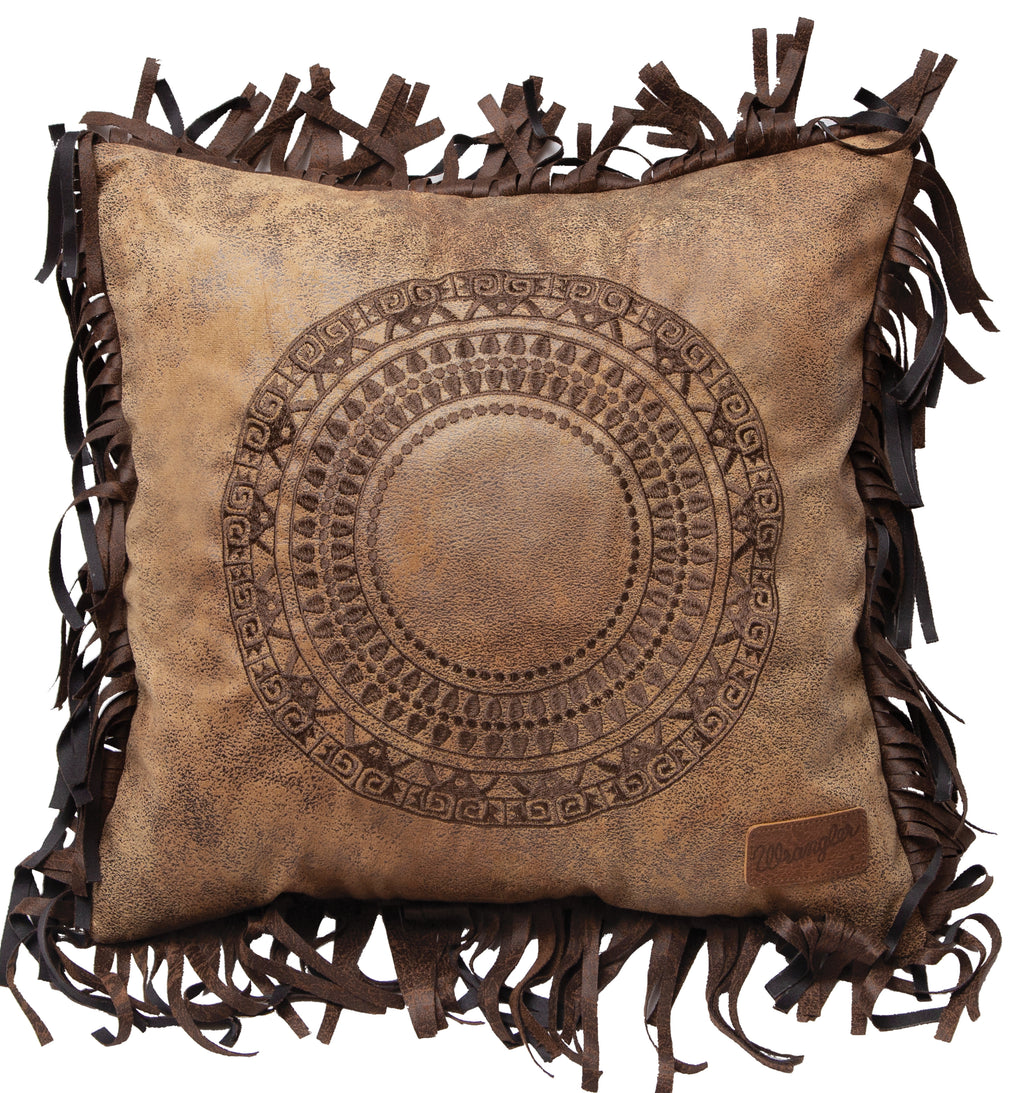 Circle of Life Faux Leather Throw Pillow