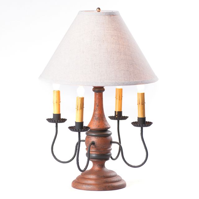 Jamestown Lamp in Hartford Pumpkin with Linen Ivory Shade