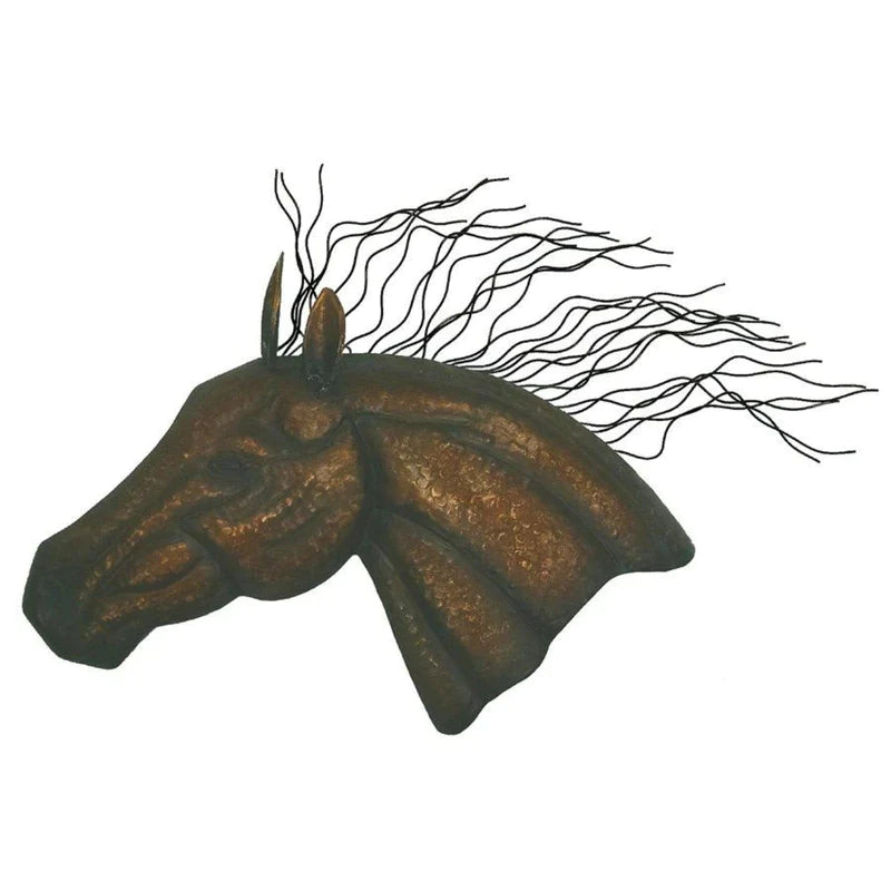LARGE HORSE HEAD FORGED METAL WALL HANGING