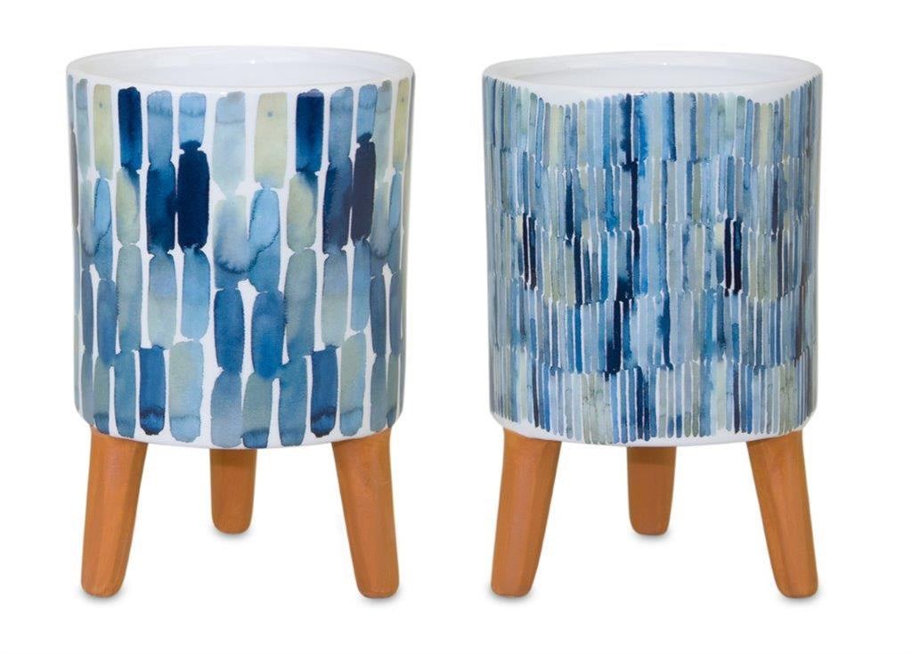 Blue Decorative Mini Pots with Legs (Set of 2)