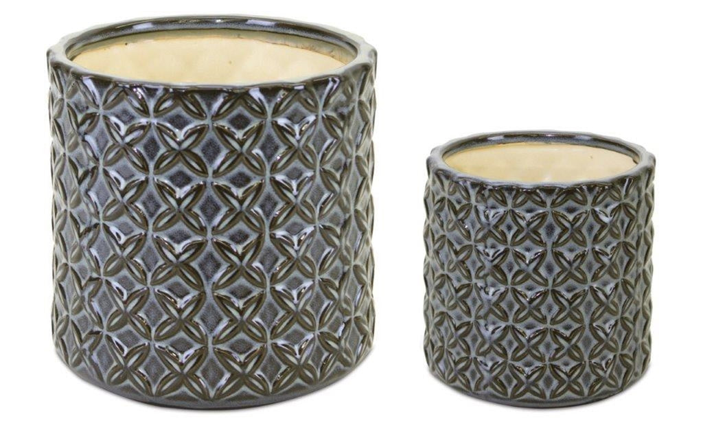 Grey Glazed Decorative Pots (Set of 3)