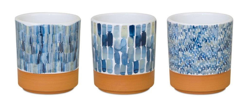 Light Blue Decorative Mini Pots (Set of 3)