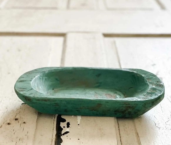 Petite Wood Bowl, Dark Green