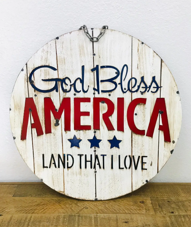 Round Metal Wall Sign America Land That I Love