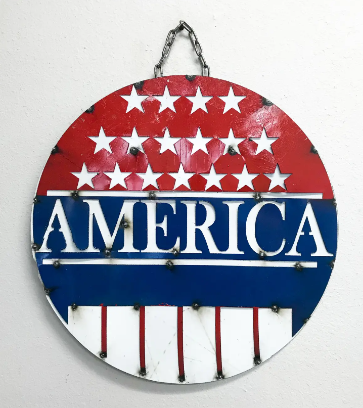 Round Metal Wall Sign America