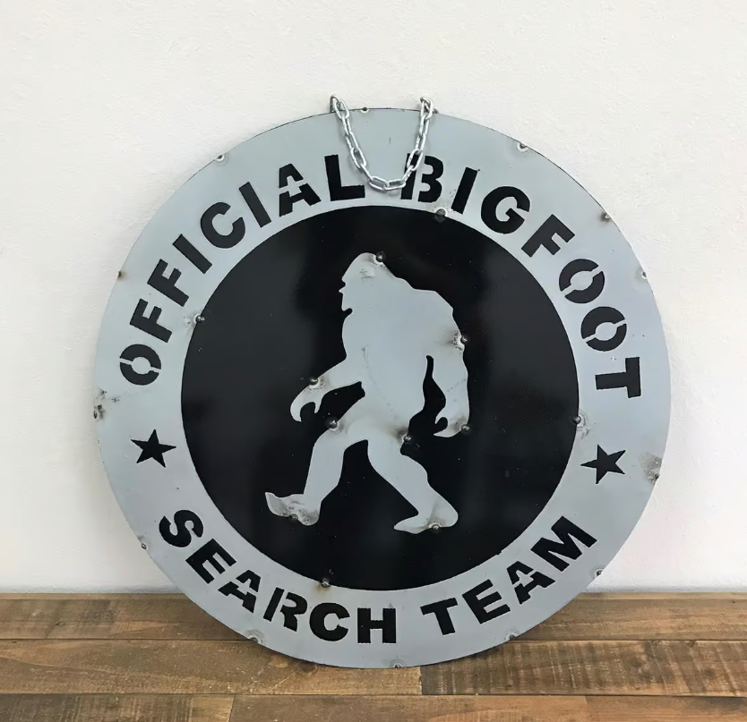 Round Metal Wall Sign Official Bigfoot Search Team