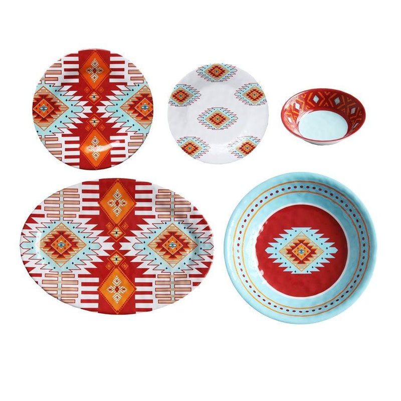 SOUTHWEST MOTIF 14-PC MELAMINE DINNERWARE SET