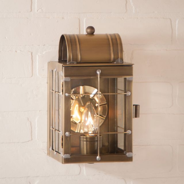 Small Wall Lantern in Weathered Brass
