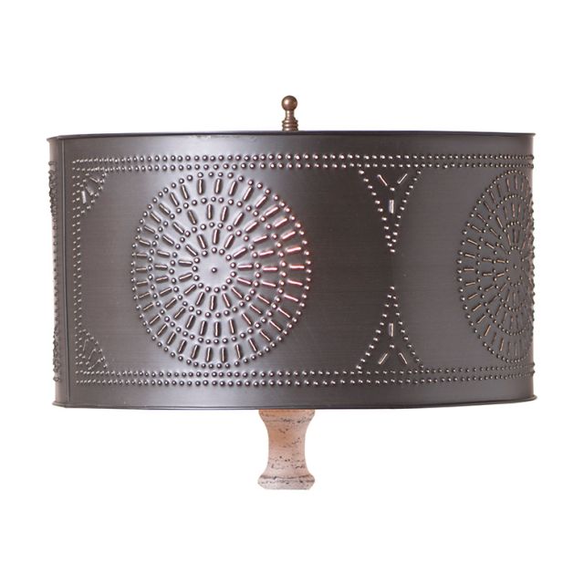 Table Lamp Drum Shade with Chisel in Kettle Black