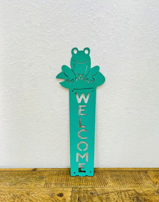 Turquoise Metal Wall Sign, Frog