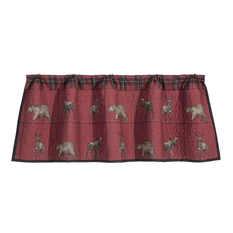 WOODLAND PLAID RED QUILTED KITCHEN VALANCE