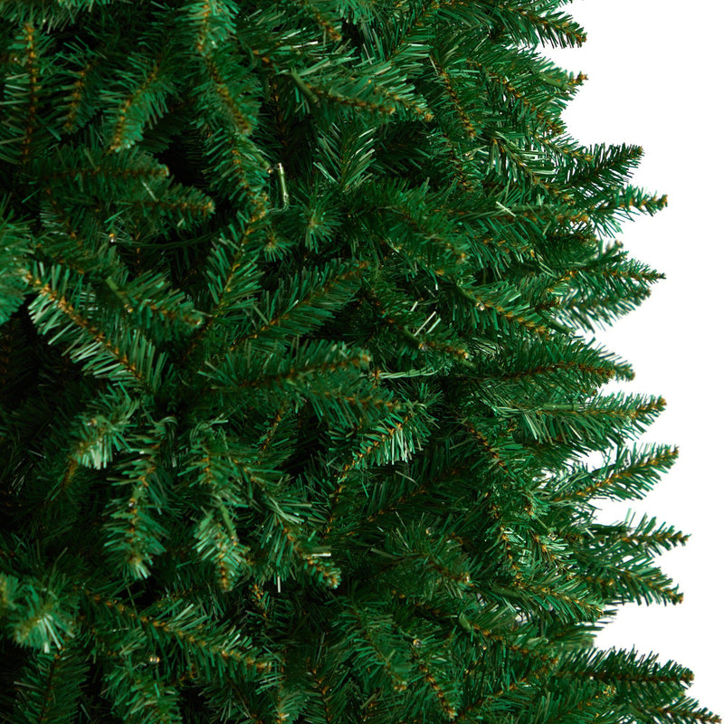 11’ Slim Green Mountain Pine Christmas Tree with 950 Clear LED Lights and 2836 Bendable Branches by Nearly Natural