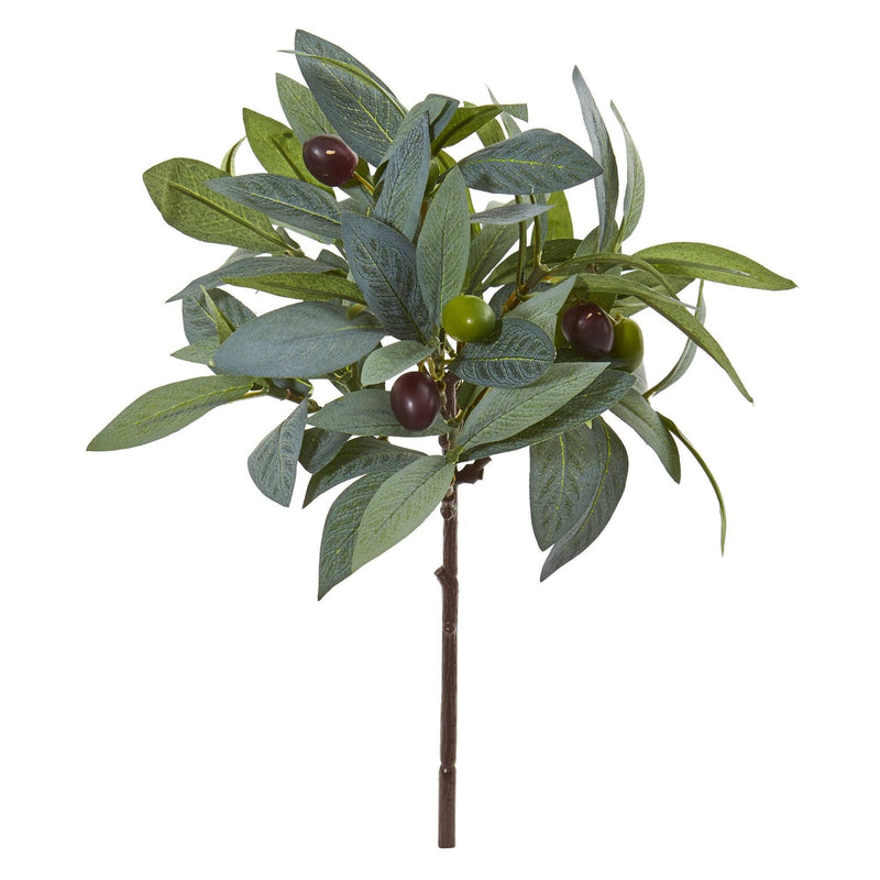 12” Olive Branch Artificial Plant with Berries (Set of 12) by Nearly Natural