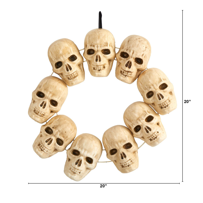 20” Halloween Skull Wreath with Lighted Eyes by Nearly Natural