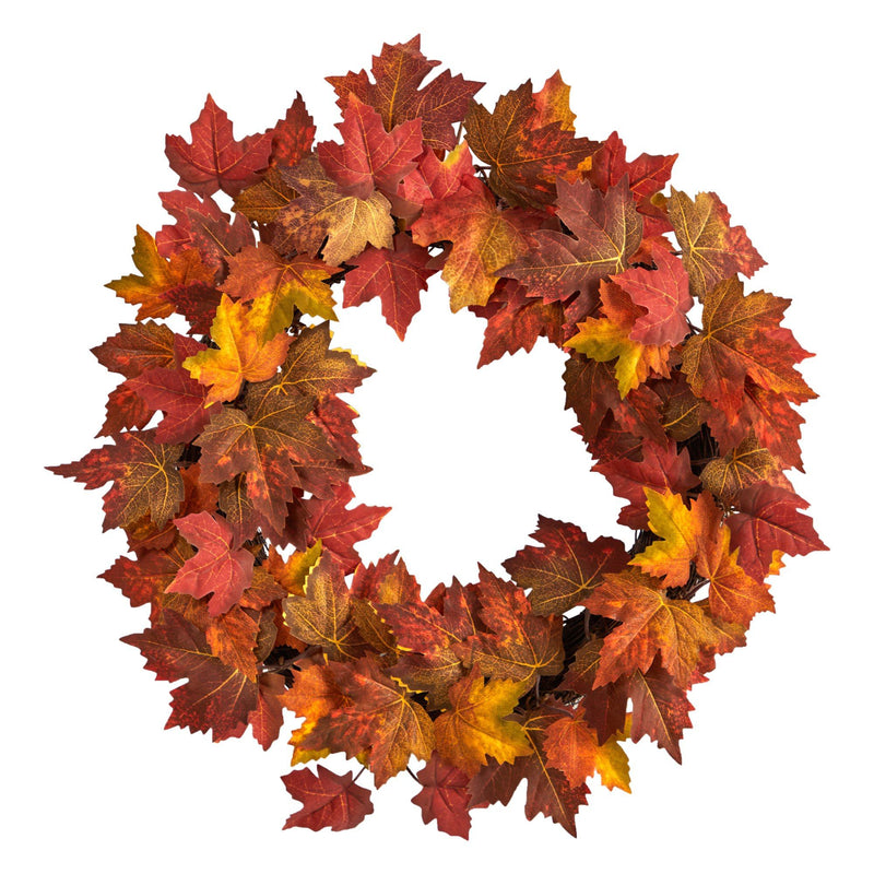 22” Maple Leaf Artificial Wreath by Nearly Natural