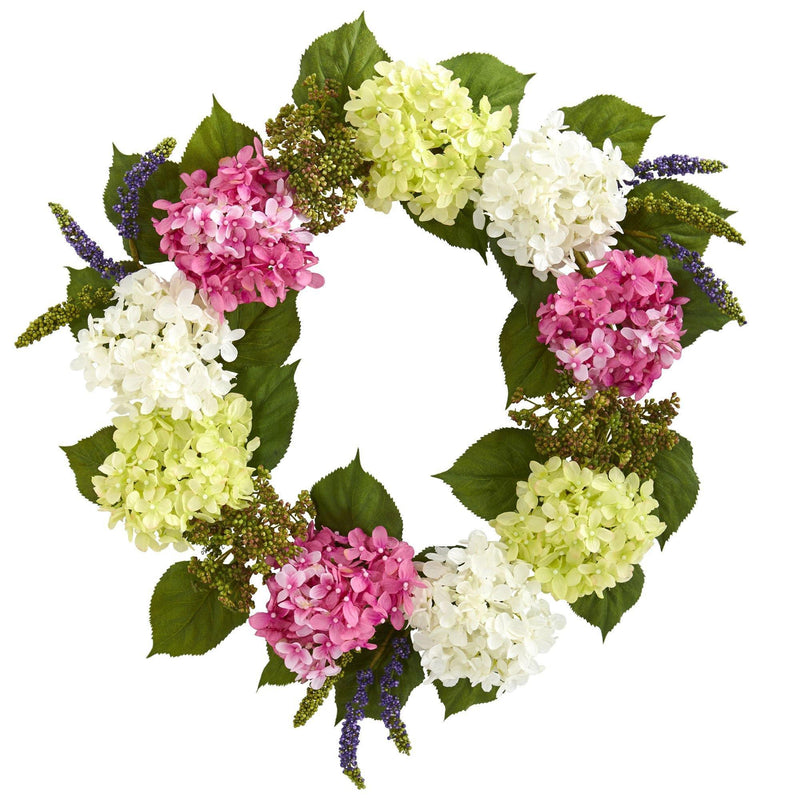 23” Hydrangea Artificial Wreath by Nearly Natural