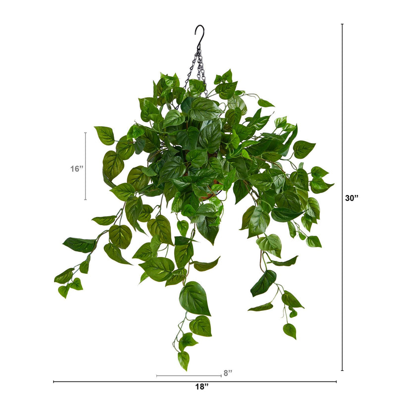 2.5’ Philodendron Artificial Plant in Hanging Basket by Nearly Natural