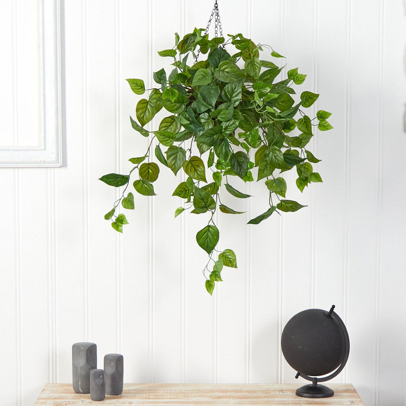 2.5’ Philodendron Artificial Plant in Hanging Basket by Nearly Natural