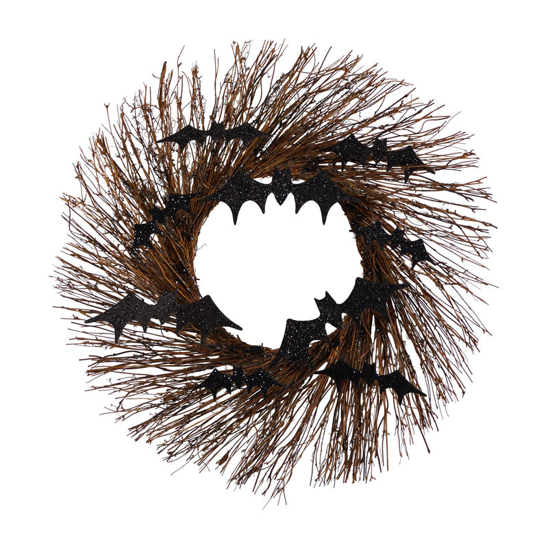 26" Halloween Bats Twig Wreath" by Nearly Natural