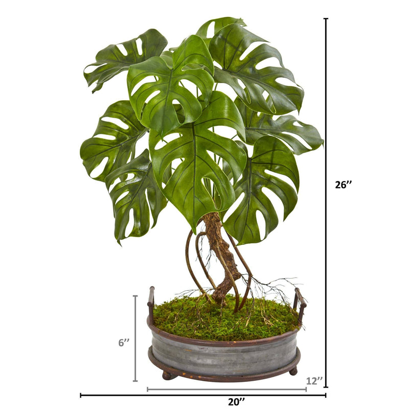 26” Monstera Artificial Plant in Metal Planter by Nearly Natural