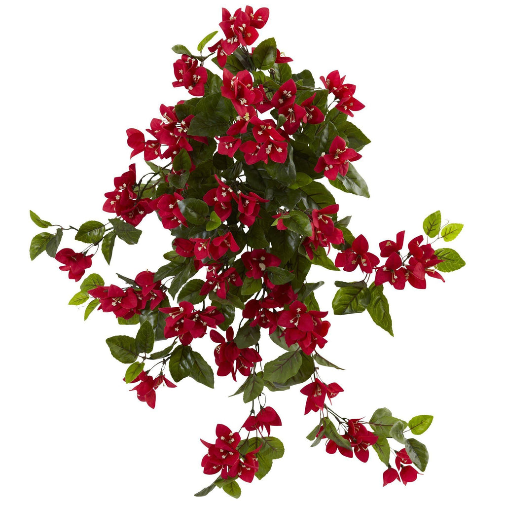 28” Bougainvillea Hanging Bush Artificial Plant (Set of 2) UV Resistant (Indoor/Outdoor) by Nearly Natural