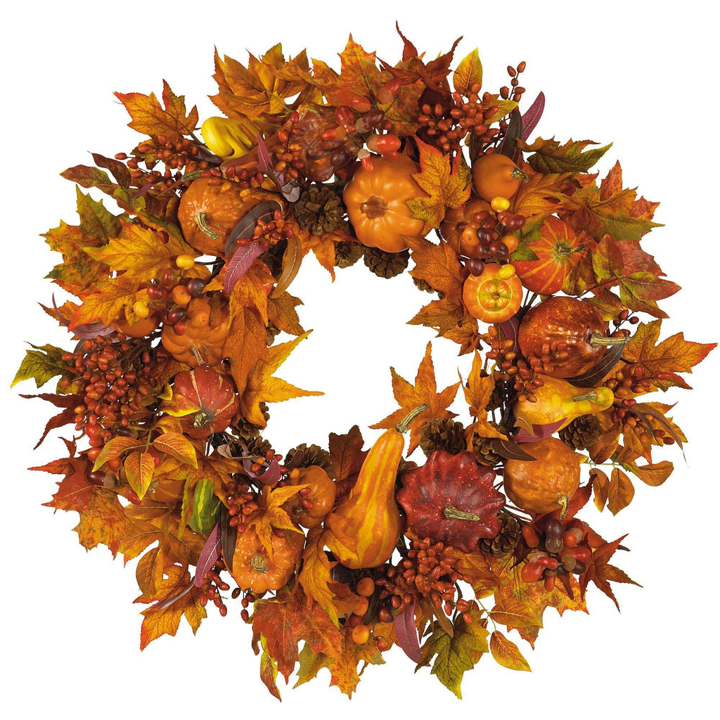 28" Harvest Wreath" by Nearly Natural