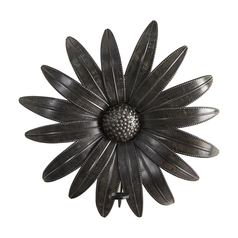 30” x 30” Brushed Metal Daisy Flower Sconce Candle Holder Wall Art Decor by Nearly Natural