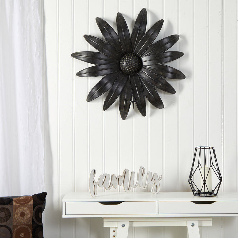 30” x 30” Brushed Metal Daisy Flower Sconce Candle Holder Wall Art Decor by Nearly Natural