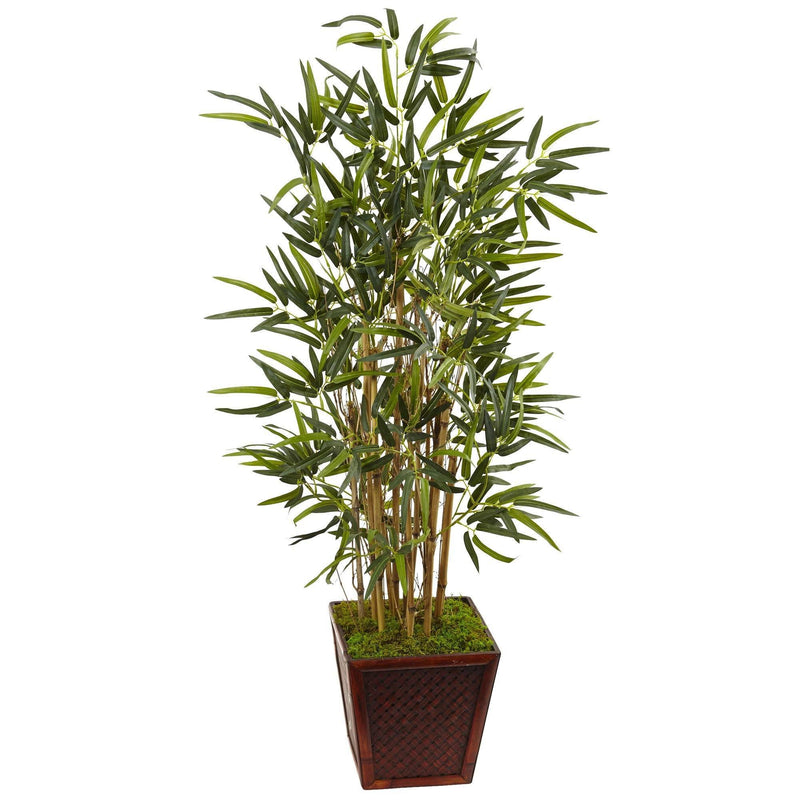 4’ Artificial Beige Trunk Bamboo Tree in Bamboo Pot by Nearly Natural