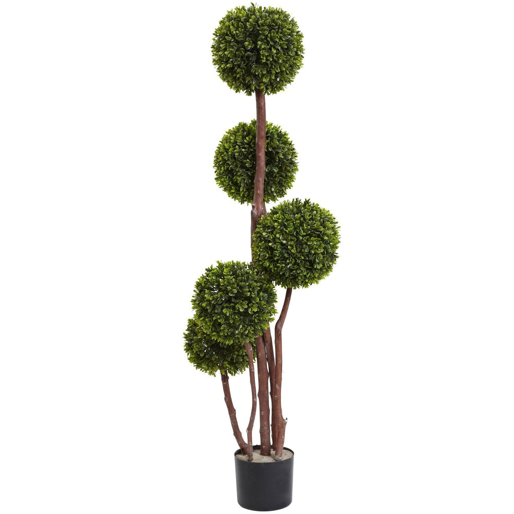 4’ Boxwood Five Ball Topiary UV Resistant (Indoor/Outdoor) by Nearly Natural