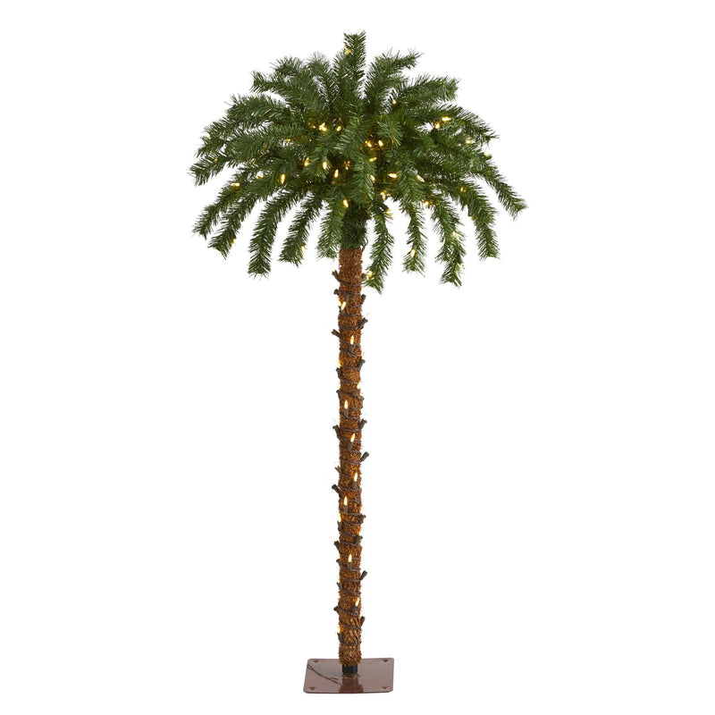 4’ Christmas Palm Artificial Tree with 150 Warm White LED Lights by Nearly Natural