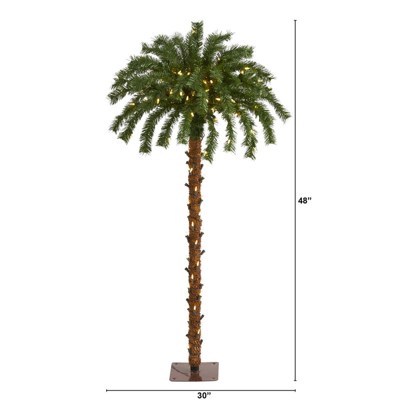 4’ Christmas Palm Artificial Tree with 150 Warm White LED Lights by Nearly Natural
