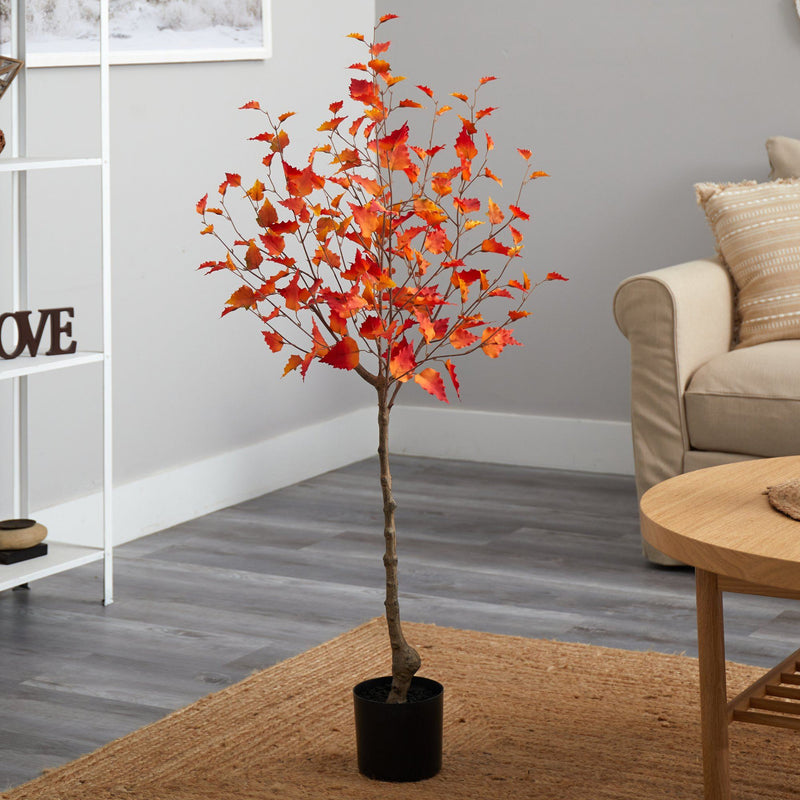 4’ Fall Birch Artificial Autumn Tree by Nearly Natural
