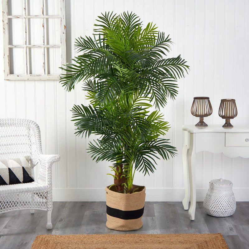 6’ Hawaii Artificial Palm Tree in Handmade Natural Cotton Planter by Nearly Natural