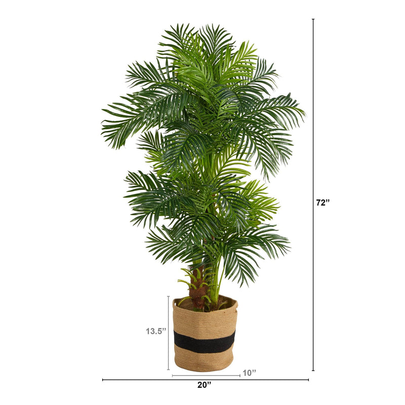 6’ Hawaii Artificial Palm Tree in Handmade Natural Cotton Planter by Nearly Natural