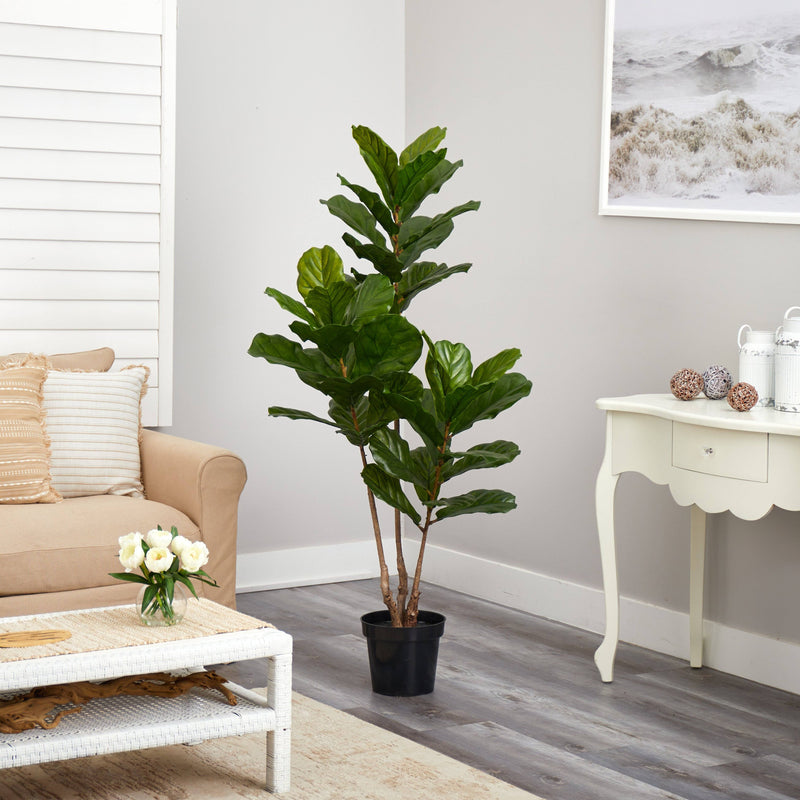 65” Fiddle Leaf Tree UV Resistant (Indoor/Outdoor) by Nearly Natural