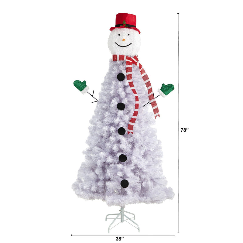 6.5’ Snowman Artificial Christmas Tree with 804 Bendable Branches by Nearly Natural
