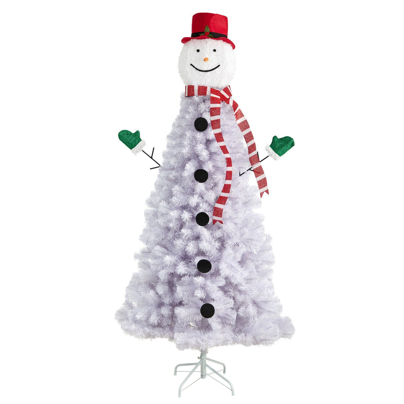 6.5’ Snowman Artificial Christmas Tree with 804 Bendable Branches by Nearly Natural