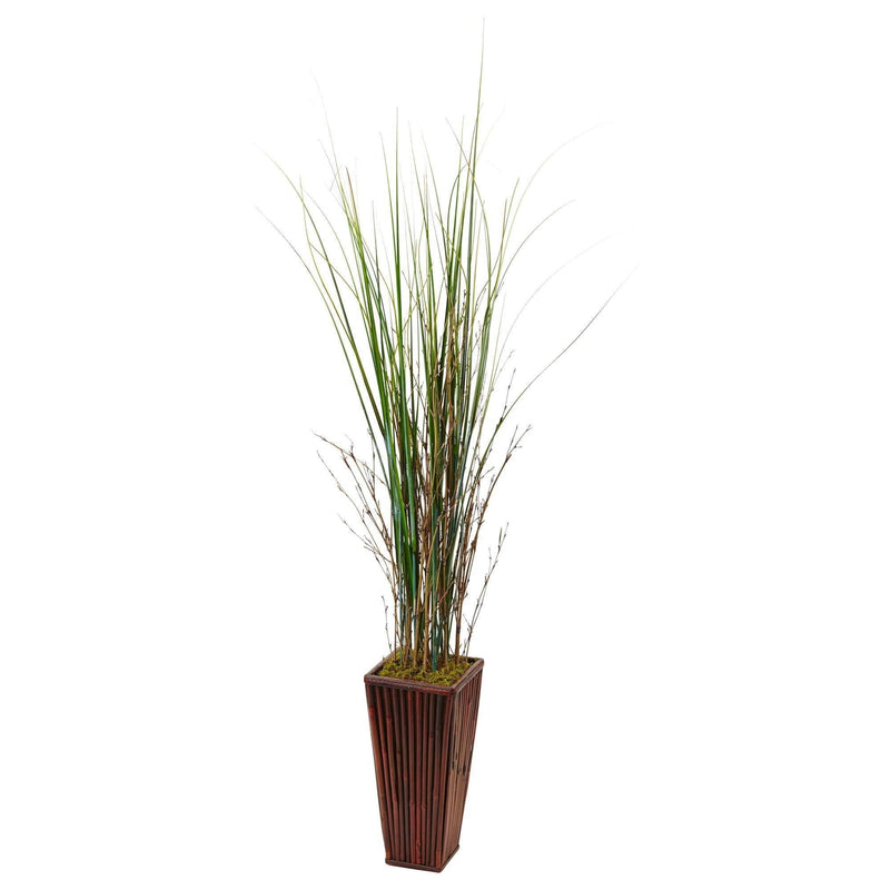 Bamboo Grass in Bamboo Planter by Nearly Natural