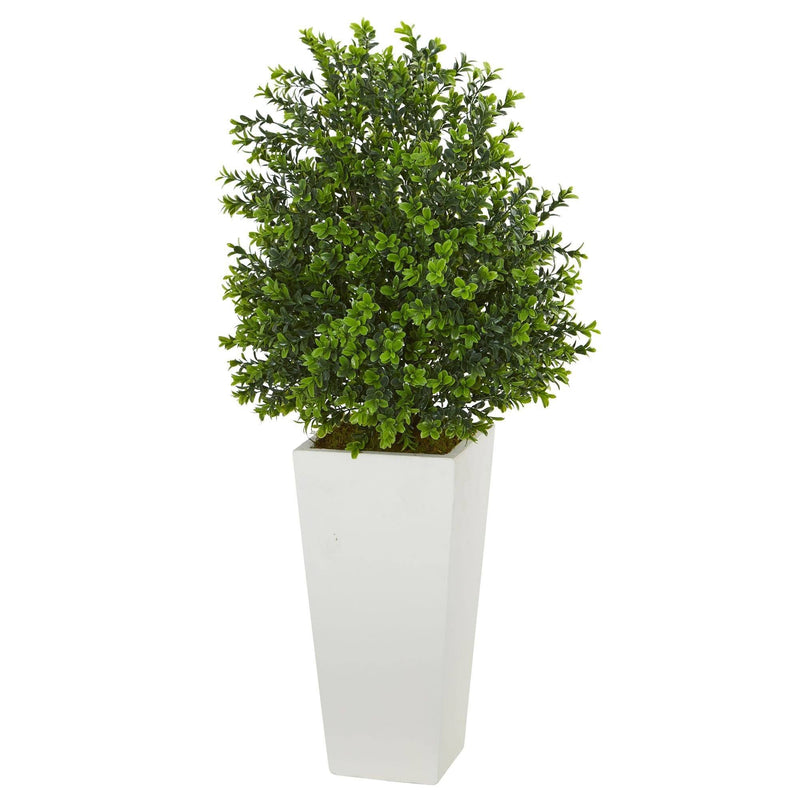 Sweet Grass Artificial Plant in White Tower Planter (Indoor/Outdoor) by Nearly Natural