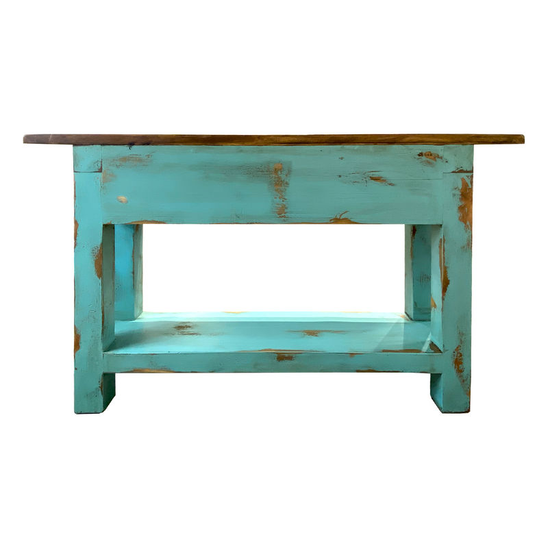 Rustic Turquoise Table Rustic Pine Sofa Table | Turquoise & Dark Wax Finish | 53